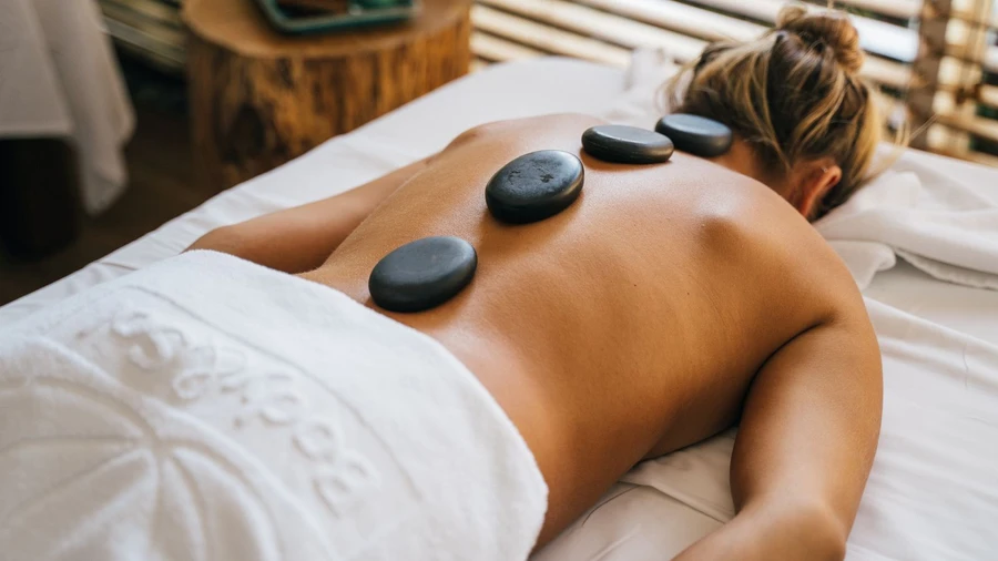 Soin aux pierres chaudes au spa de l'Hôtel Olympe